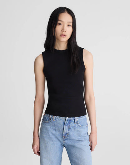 Madewell The '90s Shell Tank in Compact Cotton Jet Black