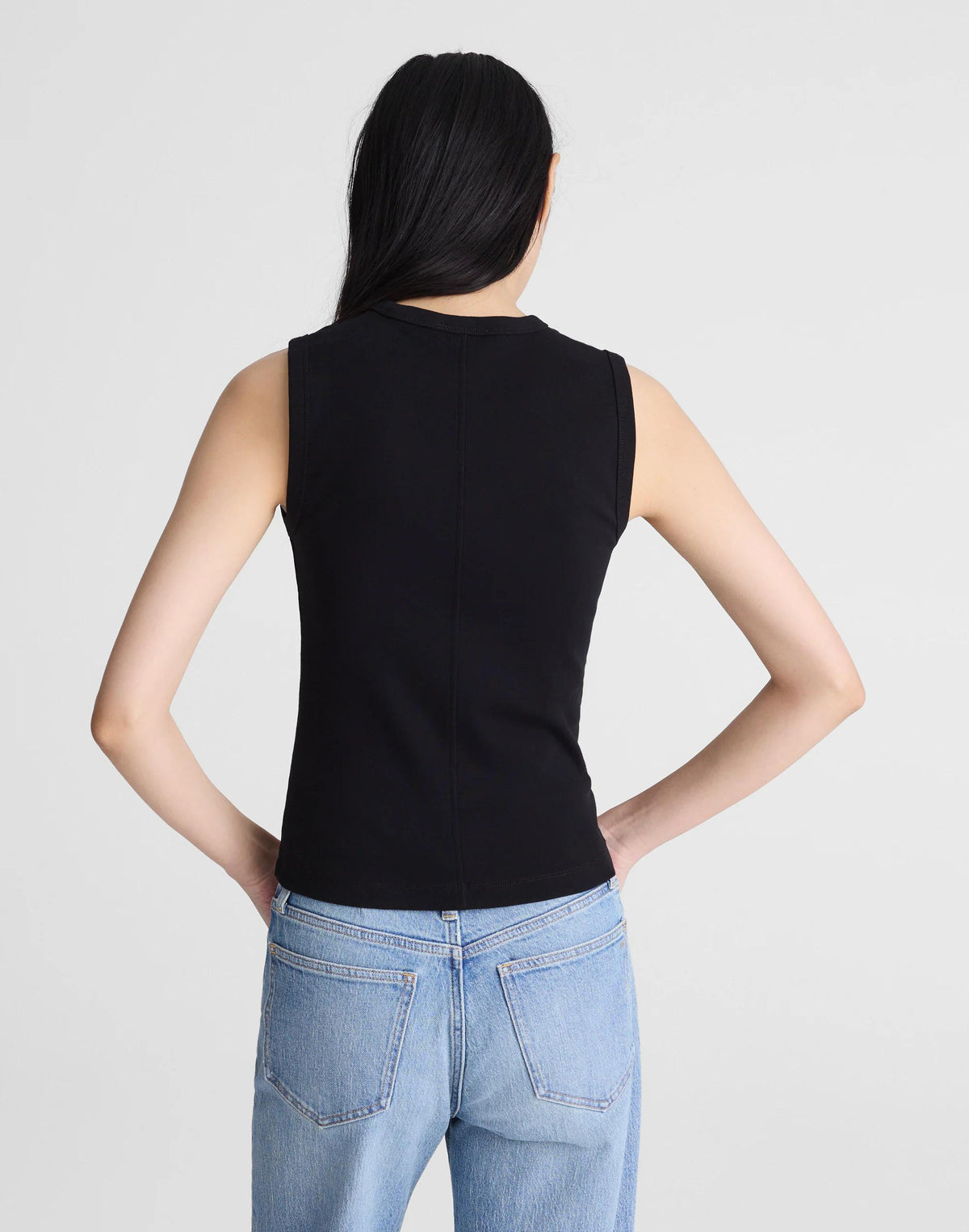 Madewell The '90s Shell Tank in Compact Cotton Jet Black