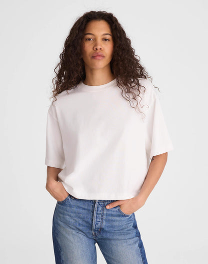 Madewell The Boxy Crop Tee in Allday Jersey White
