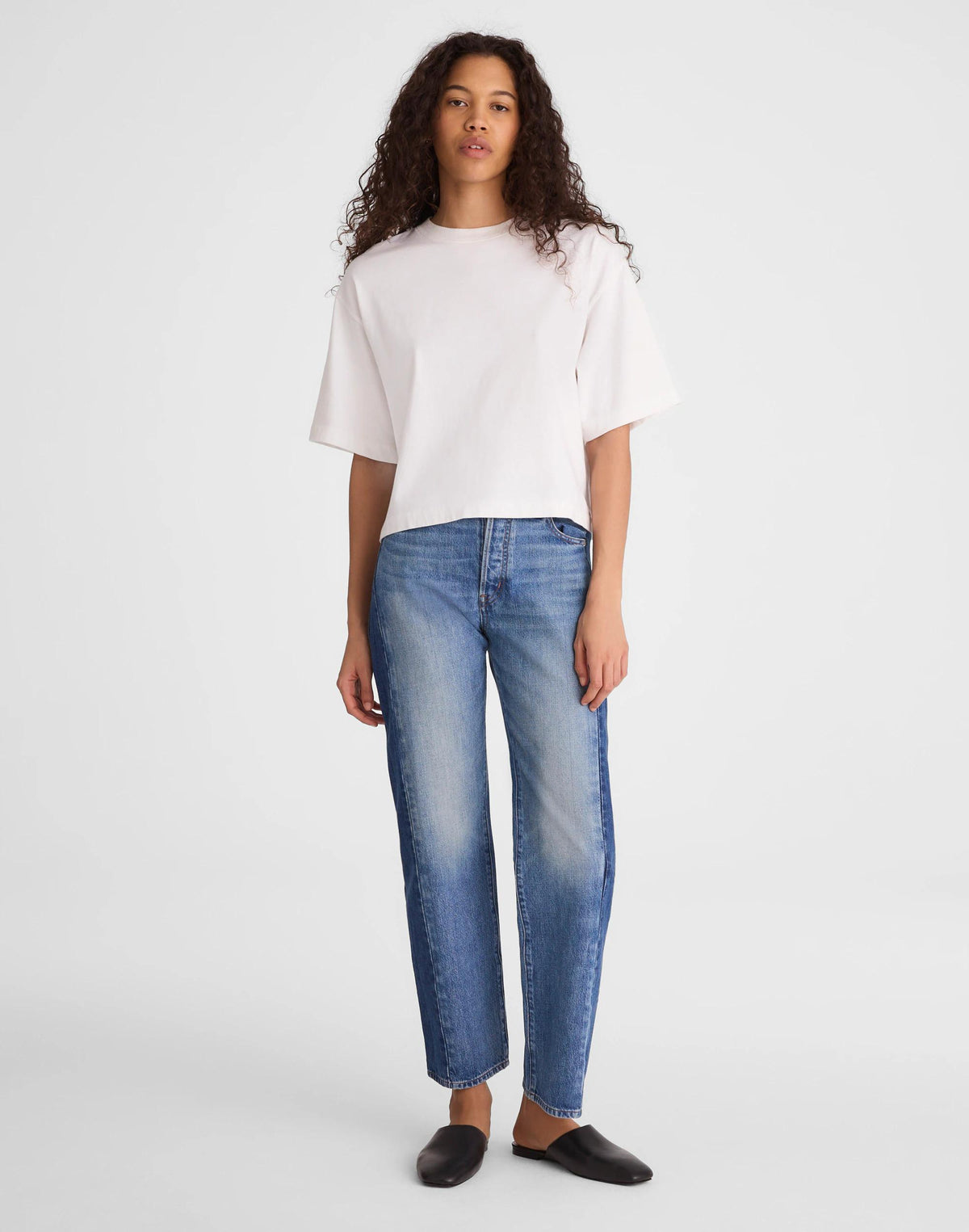 Madewell The Boxy Crop Tee in Allday Jersey White