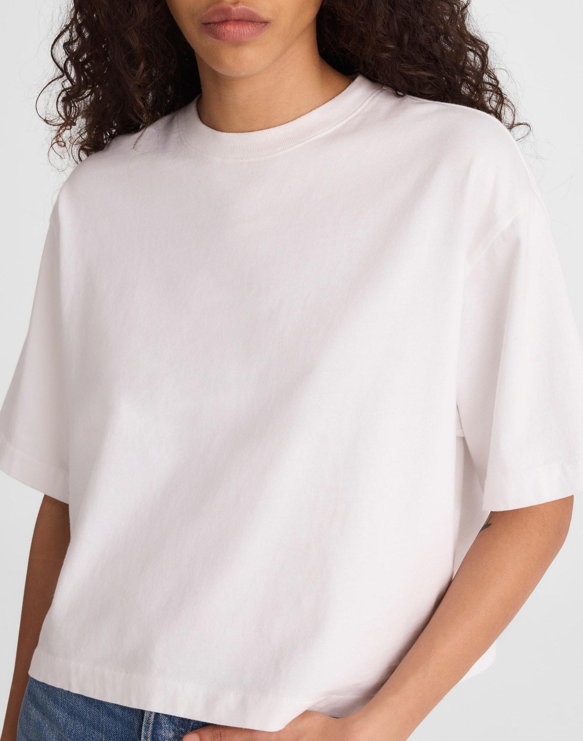 Madewell The Boxy Crop Tee in Allday Jersey White