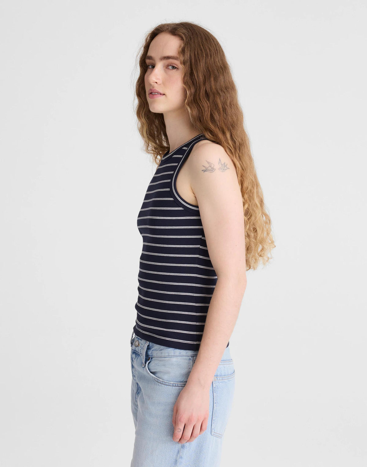 Madewell The Essential Tank in Utility Rib Classic Navy