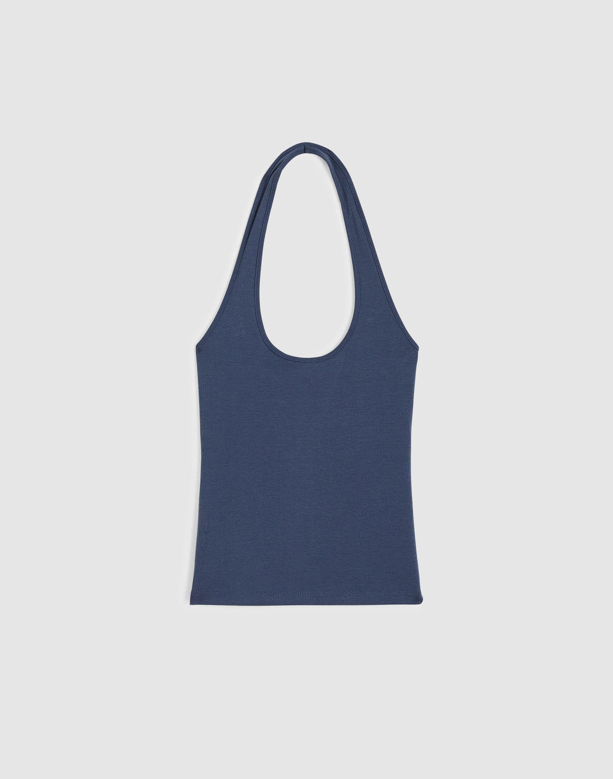 Madewell The '90s Halter Top in Compact Cotton Petrol Navy