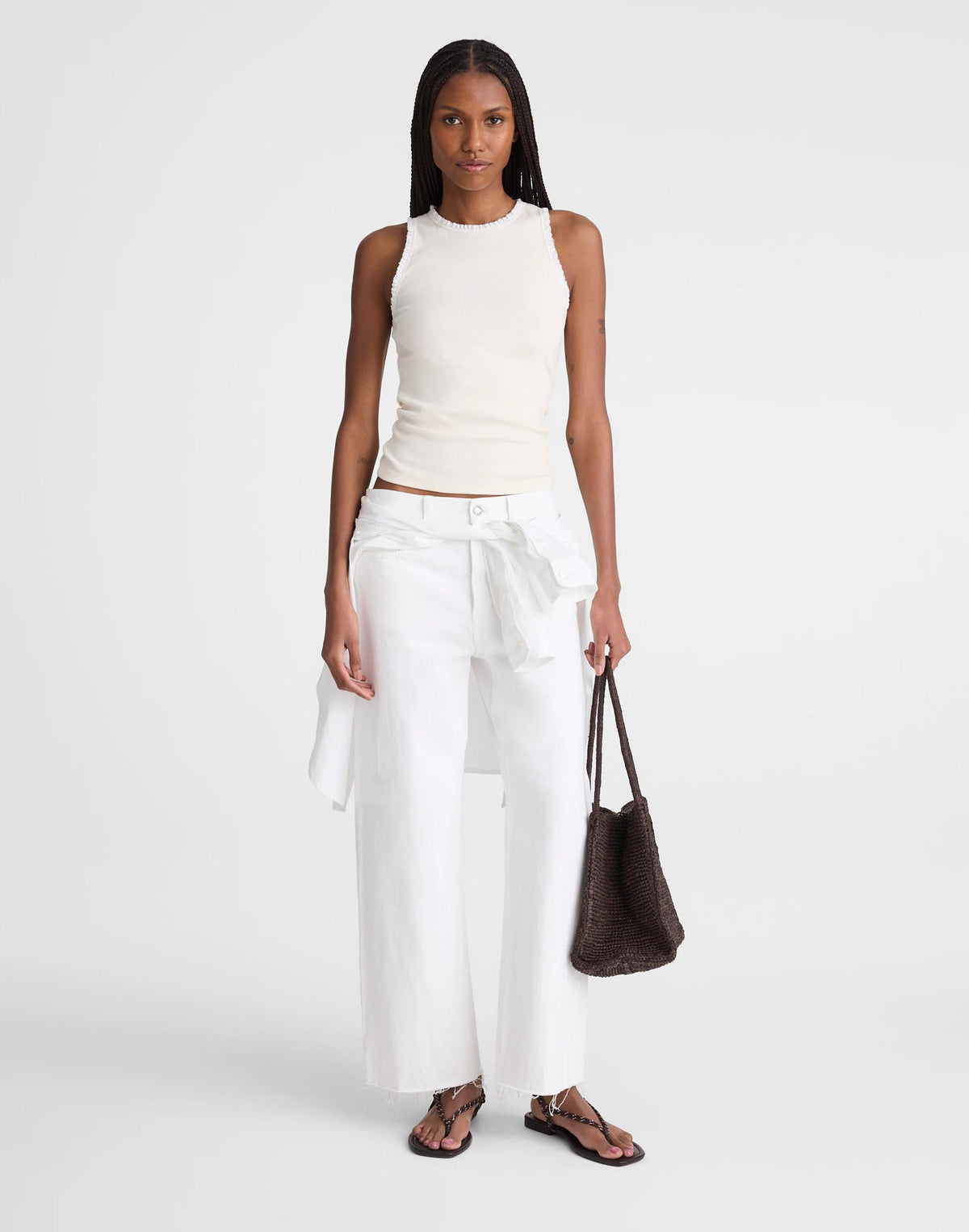 Madewell Lace-Trim Ribbed Tank Vintage Ivory