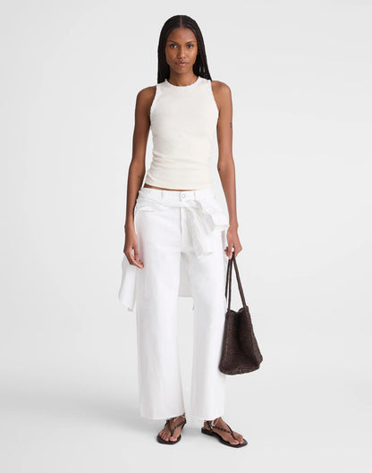 Madewell Lace-Trim Ribbed Tank Vintage Ivory