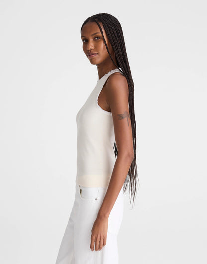 Madewell Lace-Trim Ribbed Tank Vintage Ivory