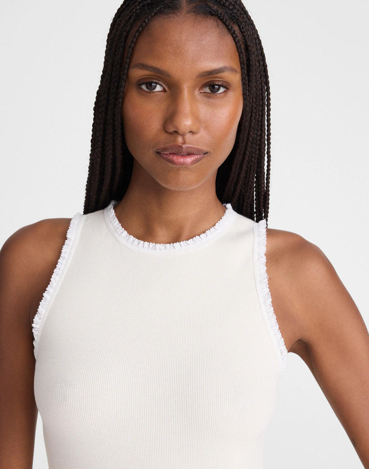 Madewell Lace-Trim Ribbed Tank Vintage Ivory