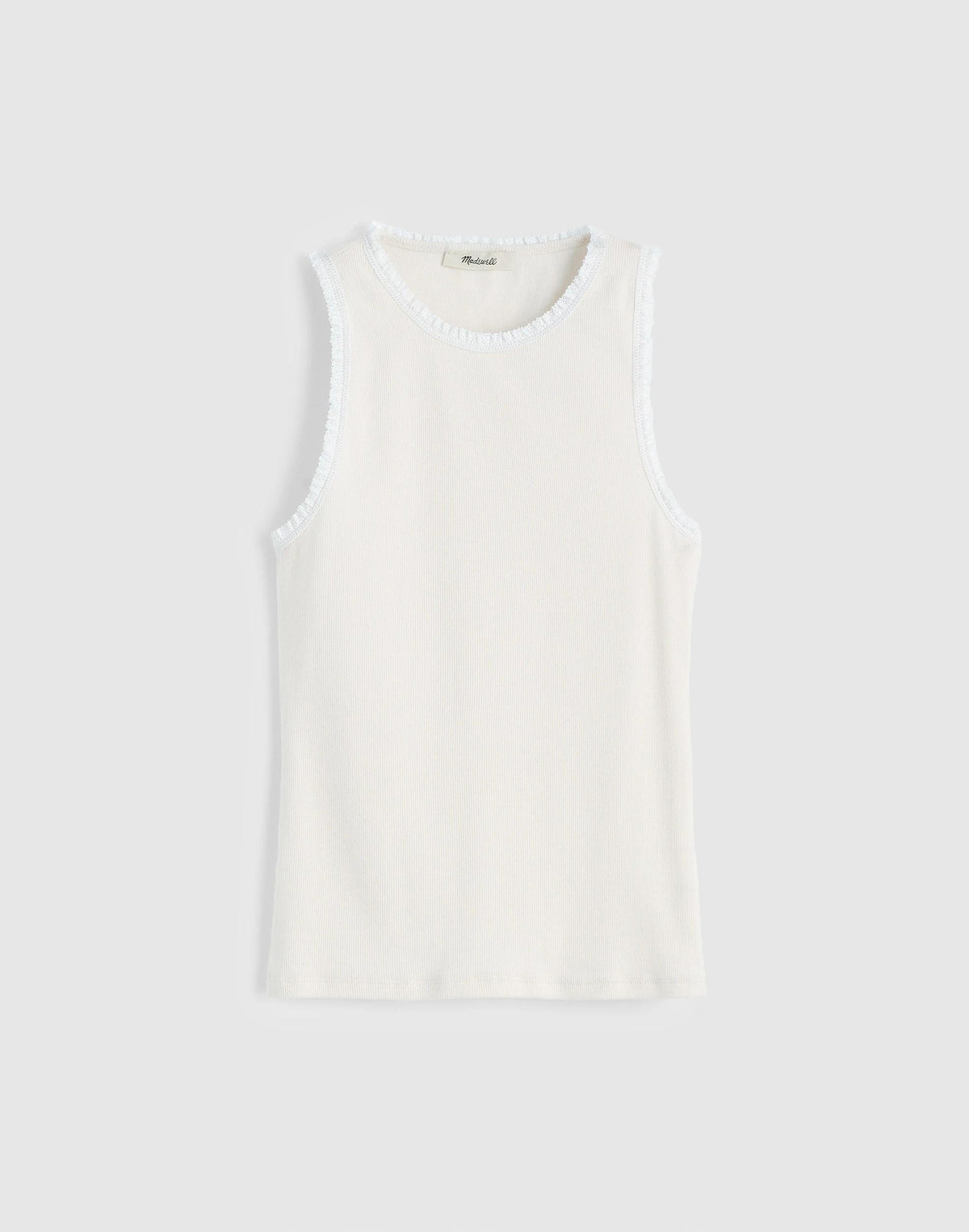 Madewell Lace-Trim Ribbed Tank Vintage Ivory
