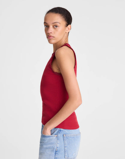 Madewell Lace-Trim Ribbed Tank Red Currant