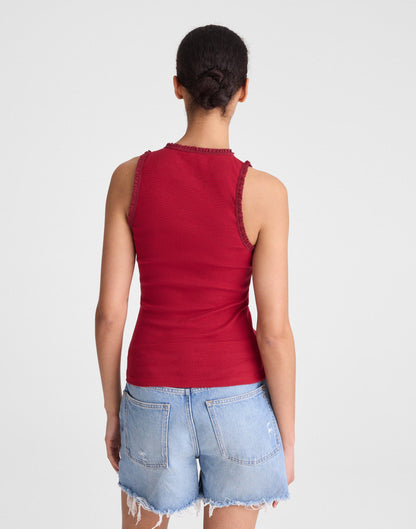 Madewell Lace-Trim Ribbed Tank Red Currant