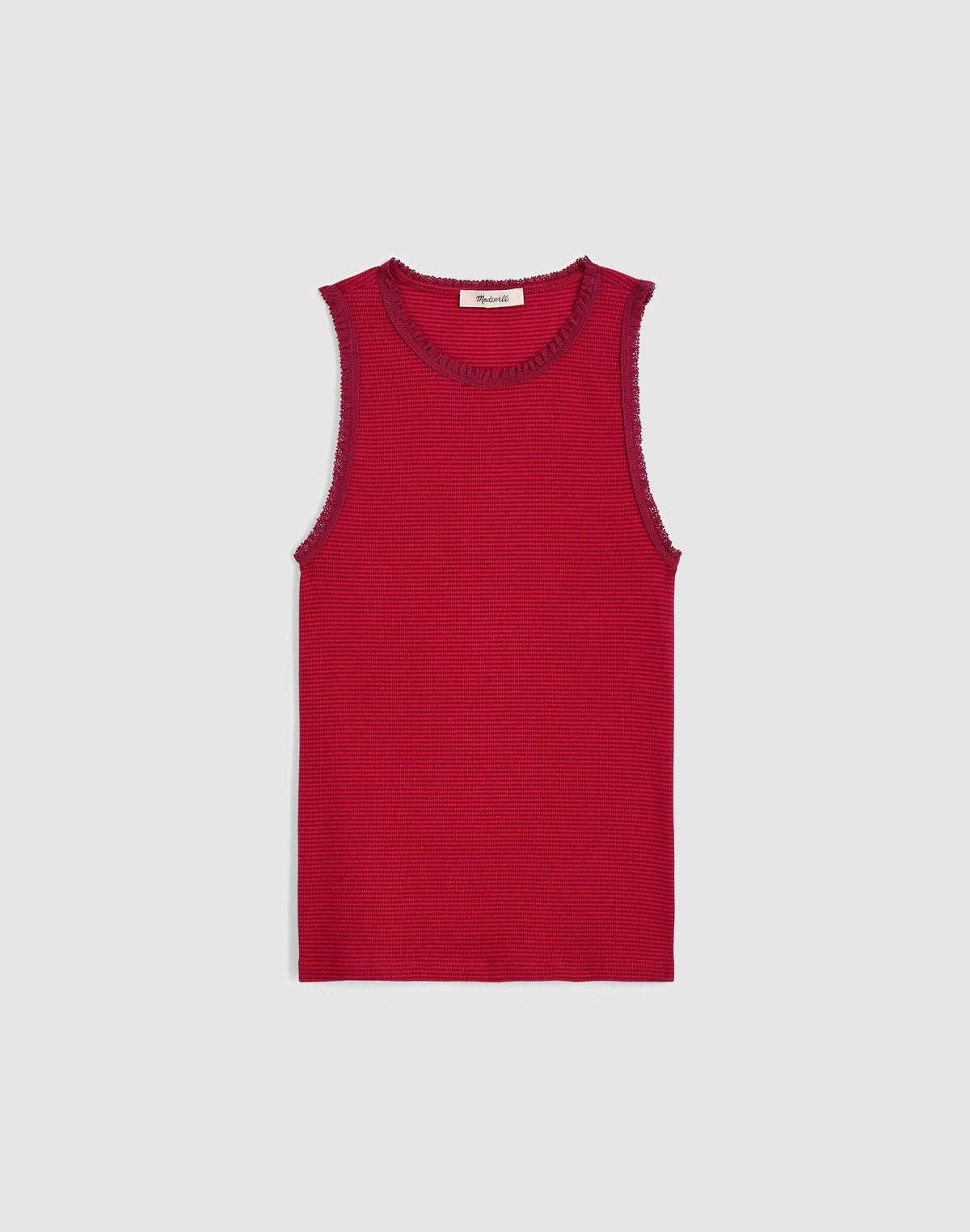 Madewell Lace-Trim Ribbed Tank Red Currant