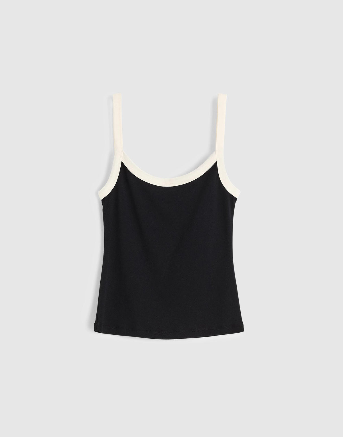 Madewell The '90s Cami in Compact Cotton Colorblock Black Ivory