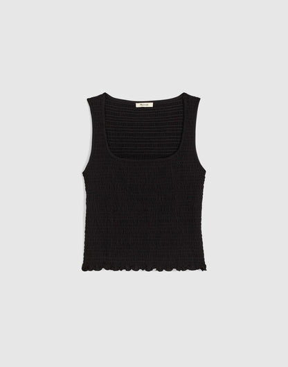 Madewell Smocked Scoopneck Tank Jet Black