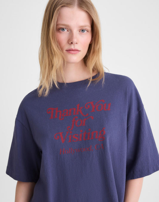 Madewell The Boxy Crop Tee in Allday Jersey Petrol Navy