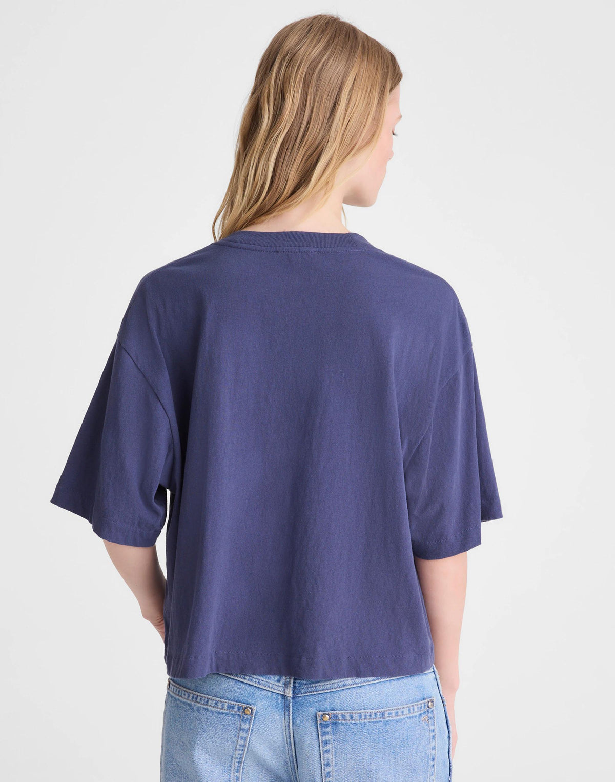 Madewell The Boxy Crop Tee in Allday Jersey Petrol Navy
