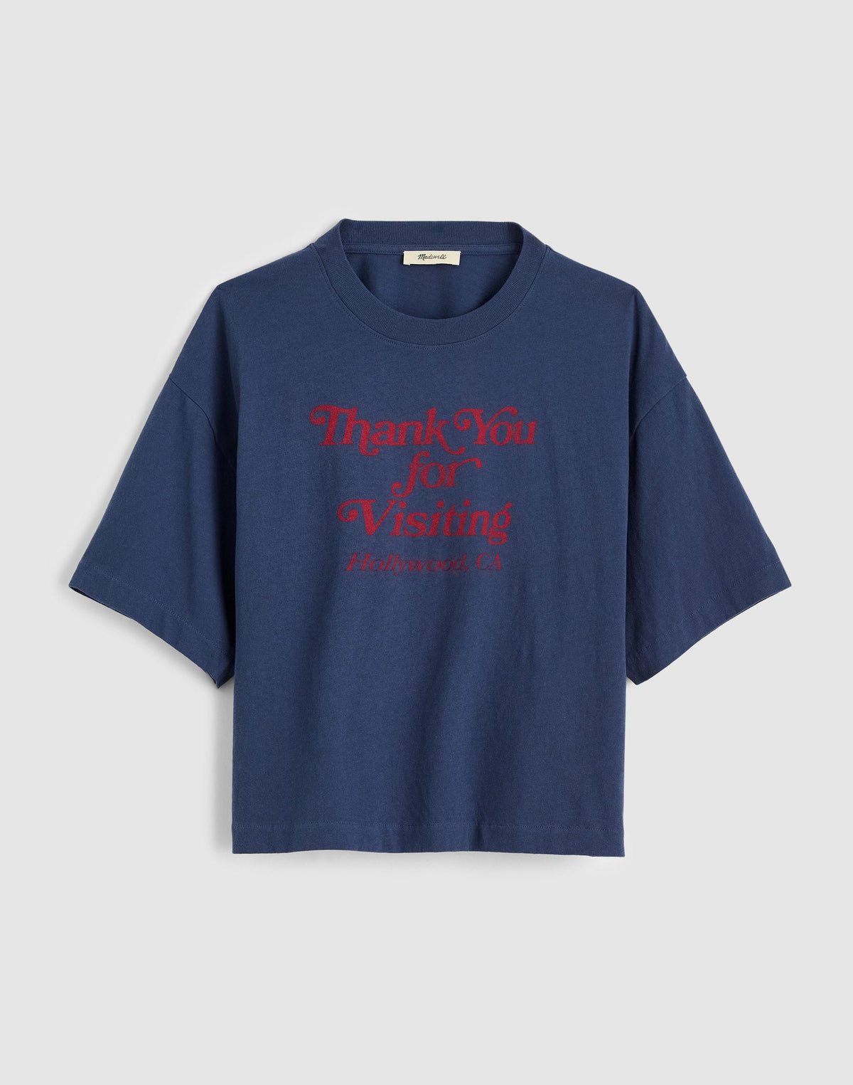 Madewell The Boxy Crop Tee in Allday Jersey Petrol Navy