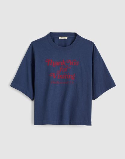 Madewell The Boxy Crop Tee in Allday Jersey Petrol Navy