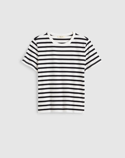Madewell The Perfect Crewneck Tee in Allday Jersey Black To White Stripe