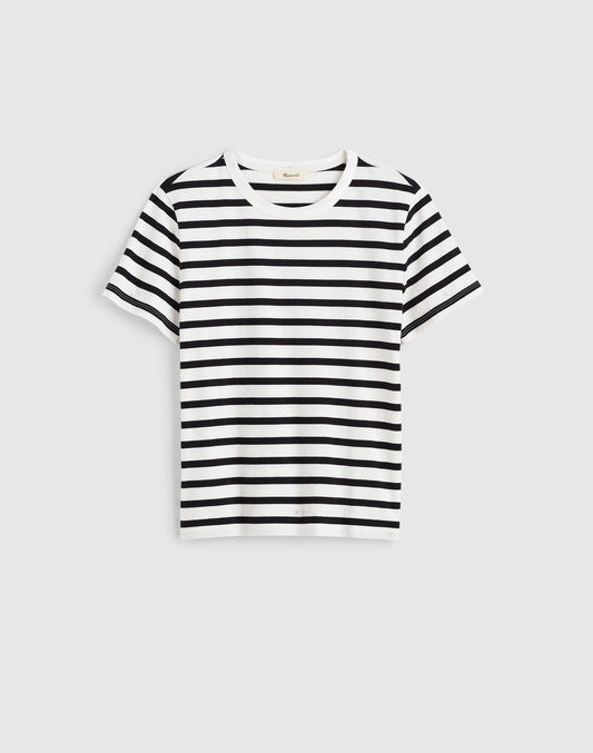 Madewell The Perfect Crewneck Tee in Allday Jersey Black To White Stripe