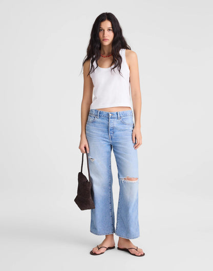 Madewell The Easy Crop Scoopneck Tank in Soft Slub White