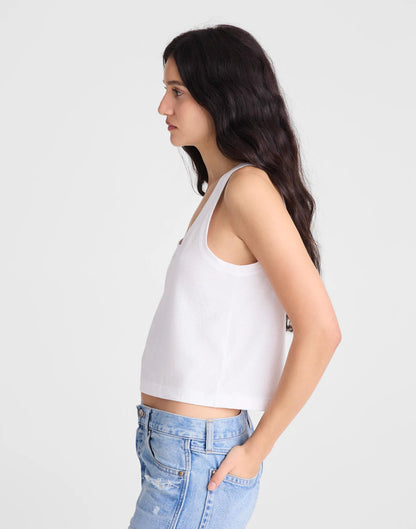 Madewell The Easy Crop Scoopneck Tank in Soft Slub White