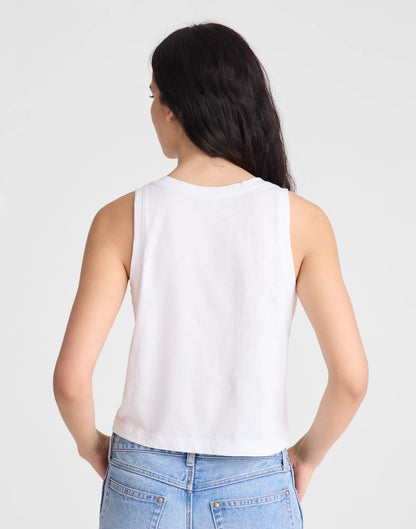 Madewell The Easy Crop Scoopneck Tank in Soft Slub White