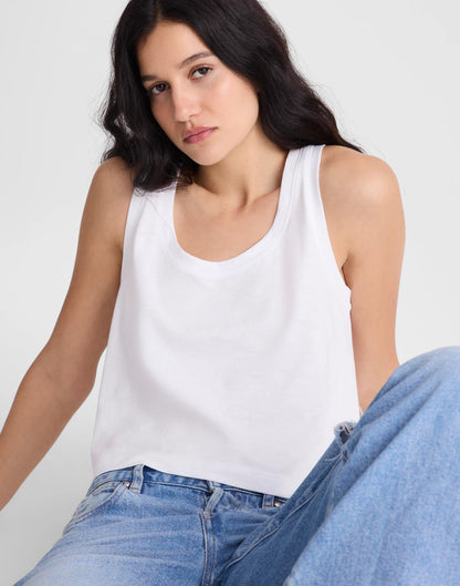 Madewell The Easy Crop Scoopneck Tank in Soft Slub White