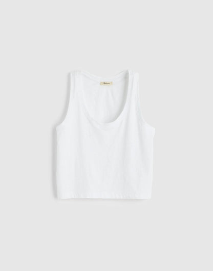 Madewell The Easy Crop Scoopneck Tank in Soft Slub White