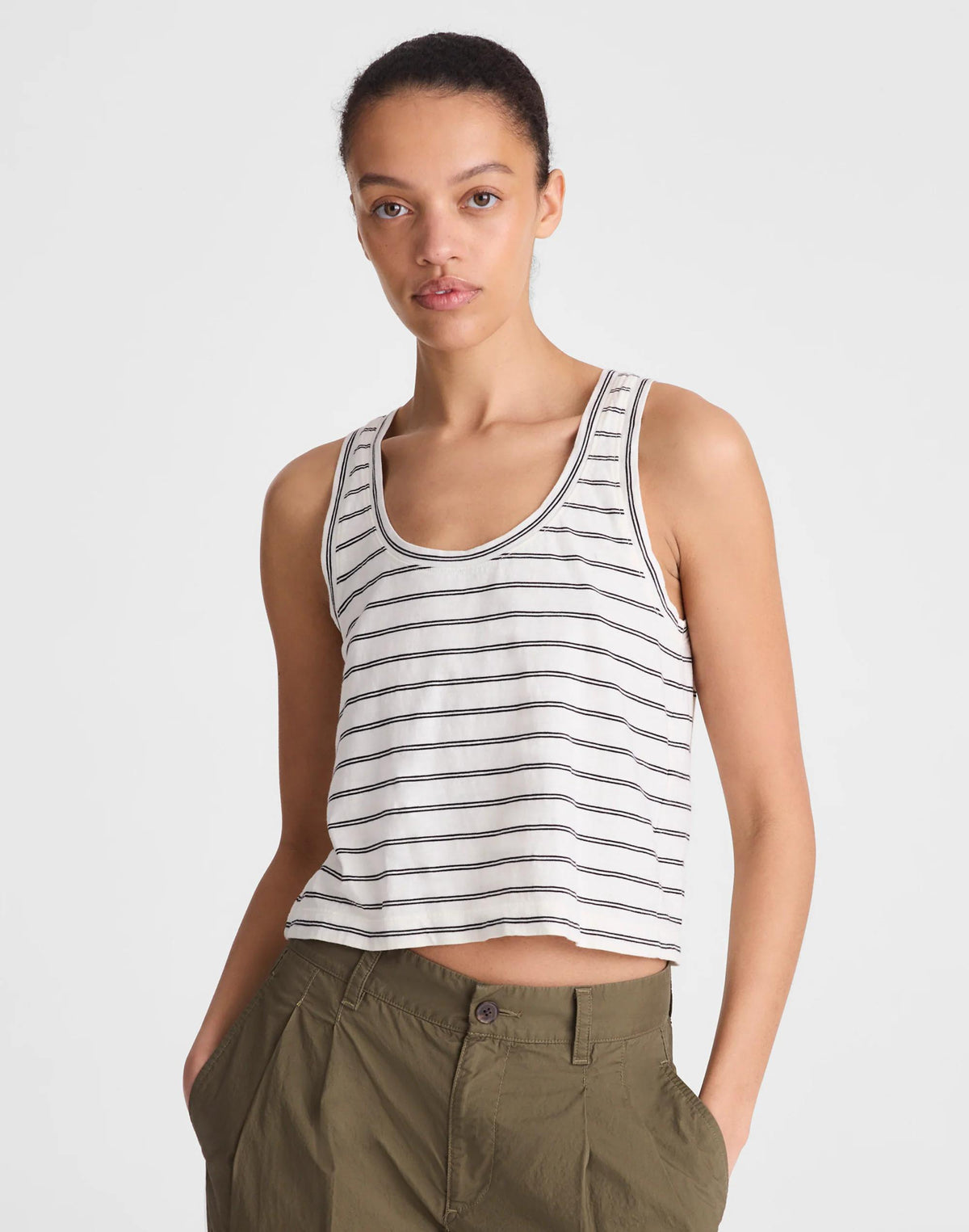 Madewell The Easy Crop Scoopneck Tank in Soft Slub Lighthouse