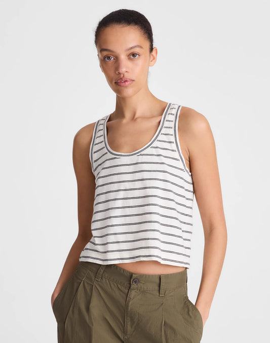 Madewell The Easy Crop Scoopneck Tank in Soft Slub Lighthouse