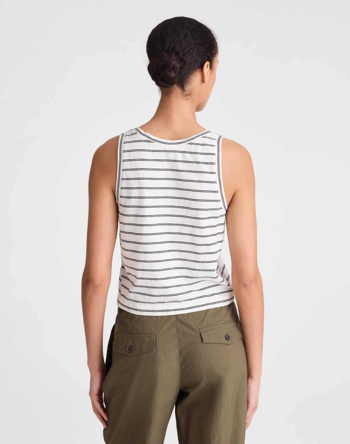 Madewell The Easy Crop Scoopneck Tank in Soft Slub Lighthouse