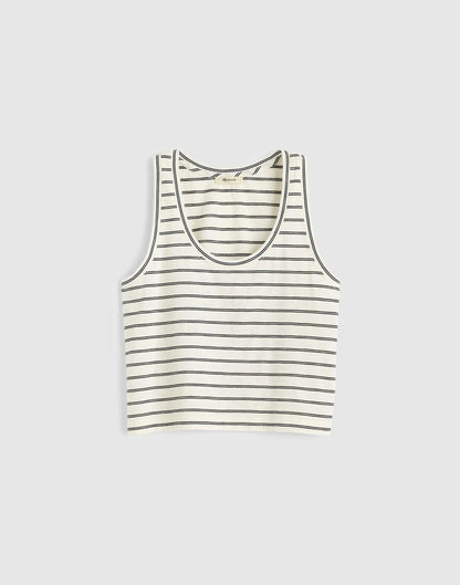 Madewell The Easy Crop Scoopneck Tank in Soft Slub Lighthouse