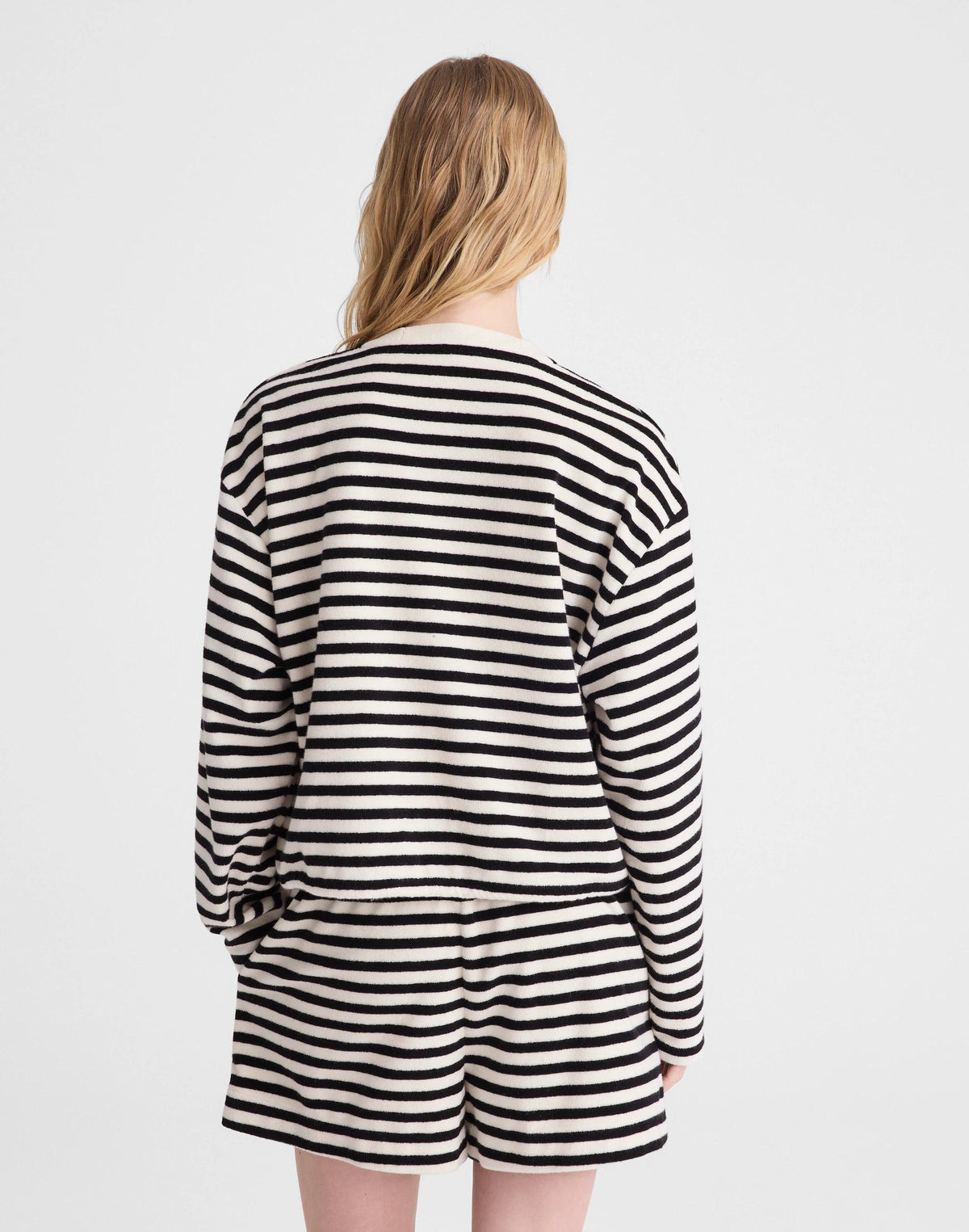 Madewell Tie-Waist Top in Terry Black Ivory