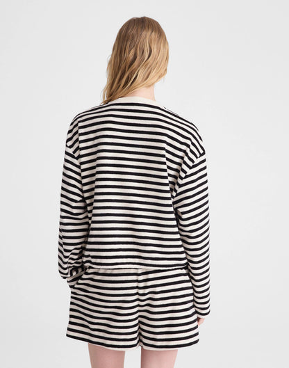 Madewell Tie-Waist Top in Terry Black Ivory
