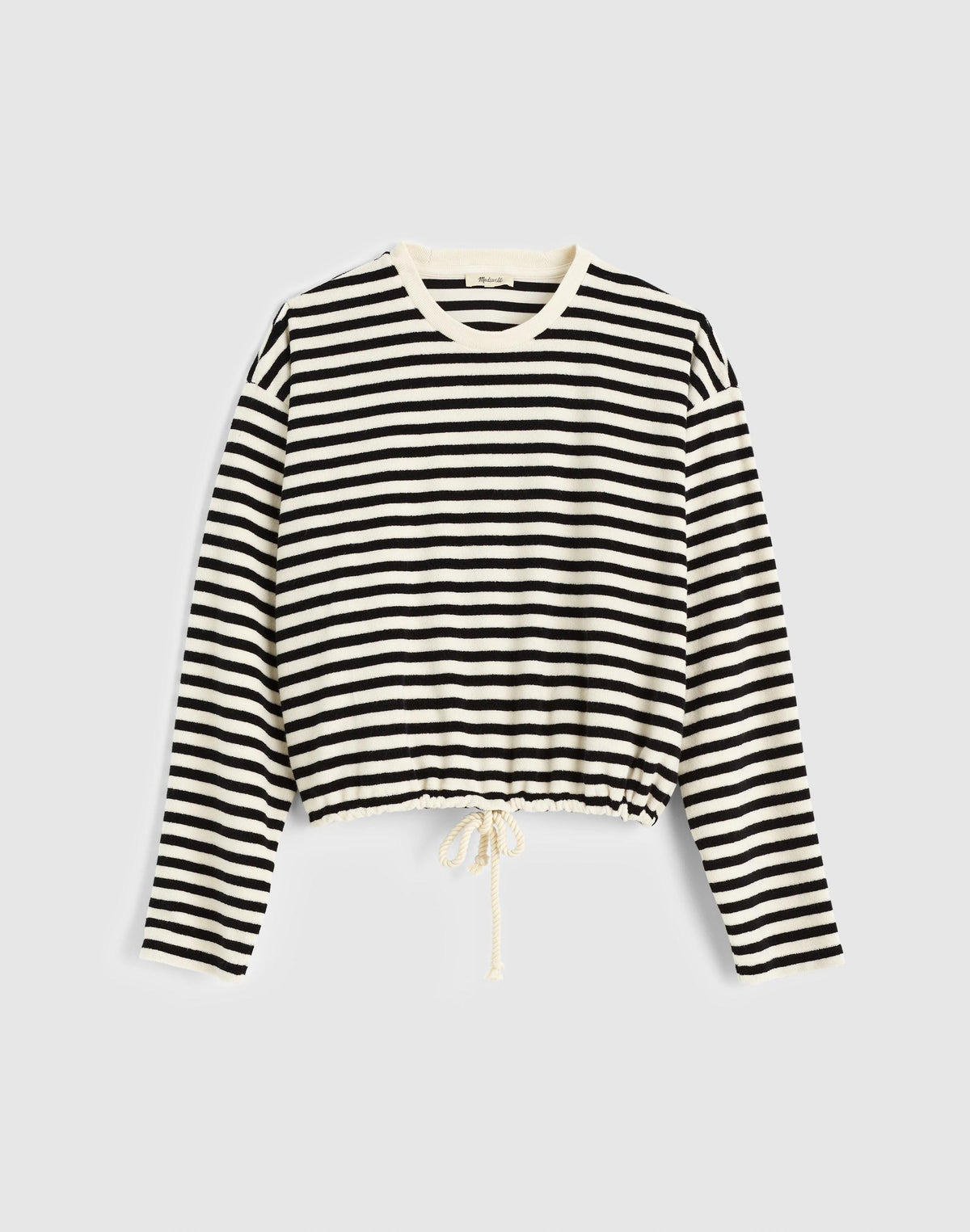 Madewell Tie-Waist Top in Terry Black Ivory