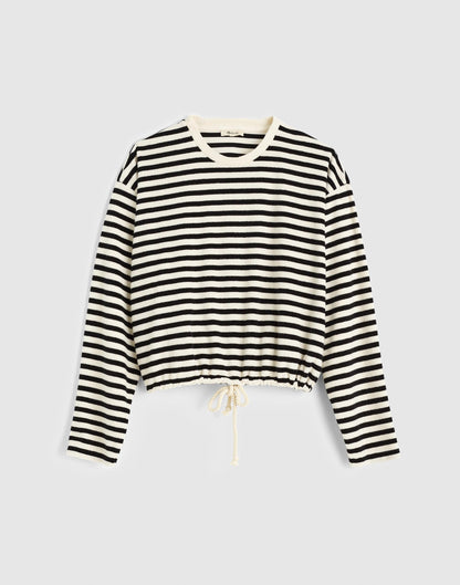 Madewell Tie-Waist Top in Terry Black Ivory