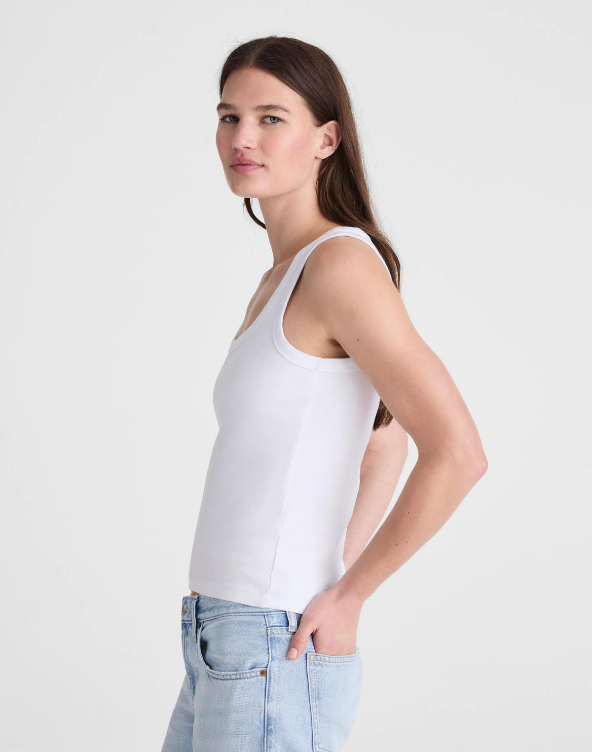 Madewell The '90s Scoopneck Tank in Compact Cotton White