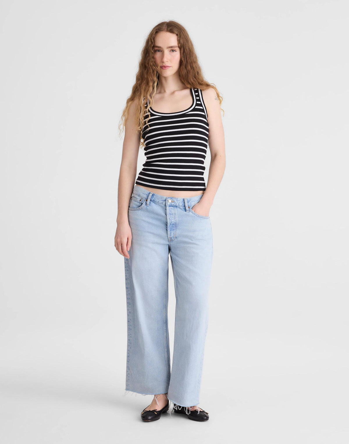 Madewell The '90s Scoopneck Tank in Compact Cotton Jet Black