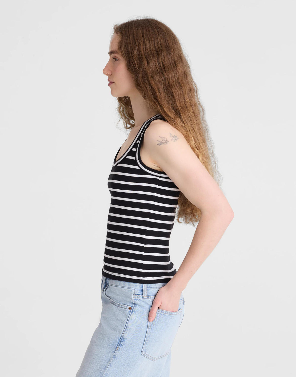 Madewell The '90s Scoopneck Tank in Compact Cotton Jet Black