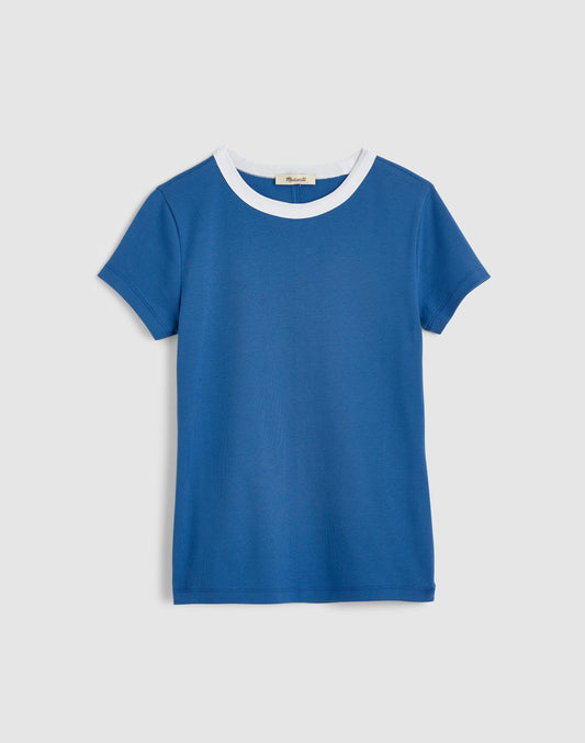 Madewell The '90s Crewneck Tee in Compact Cotton Retro Blue White
