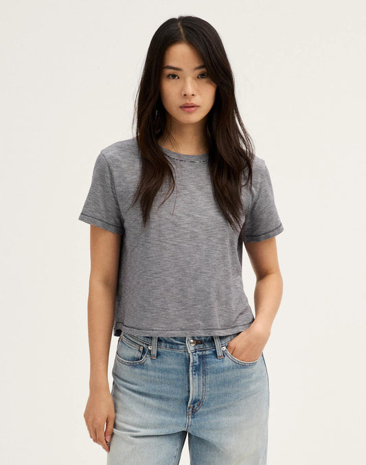 Madewell The Easy Crop Crewneck Tee in Soft Slub Midnight Navy