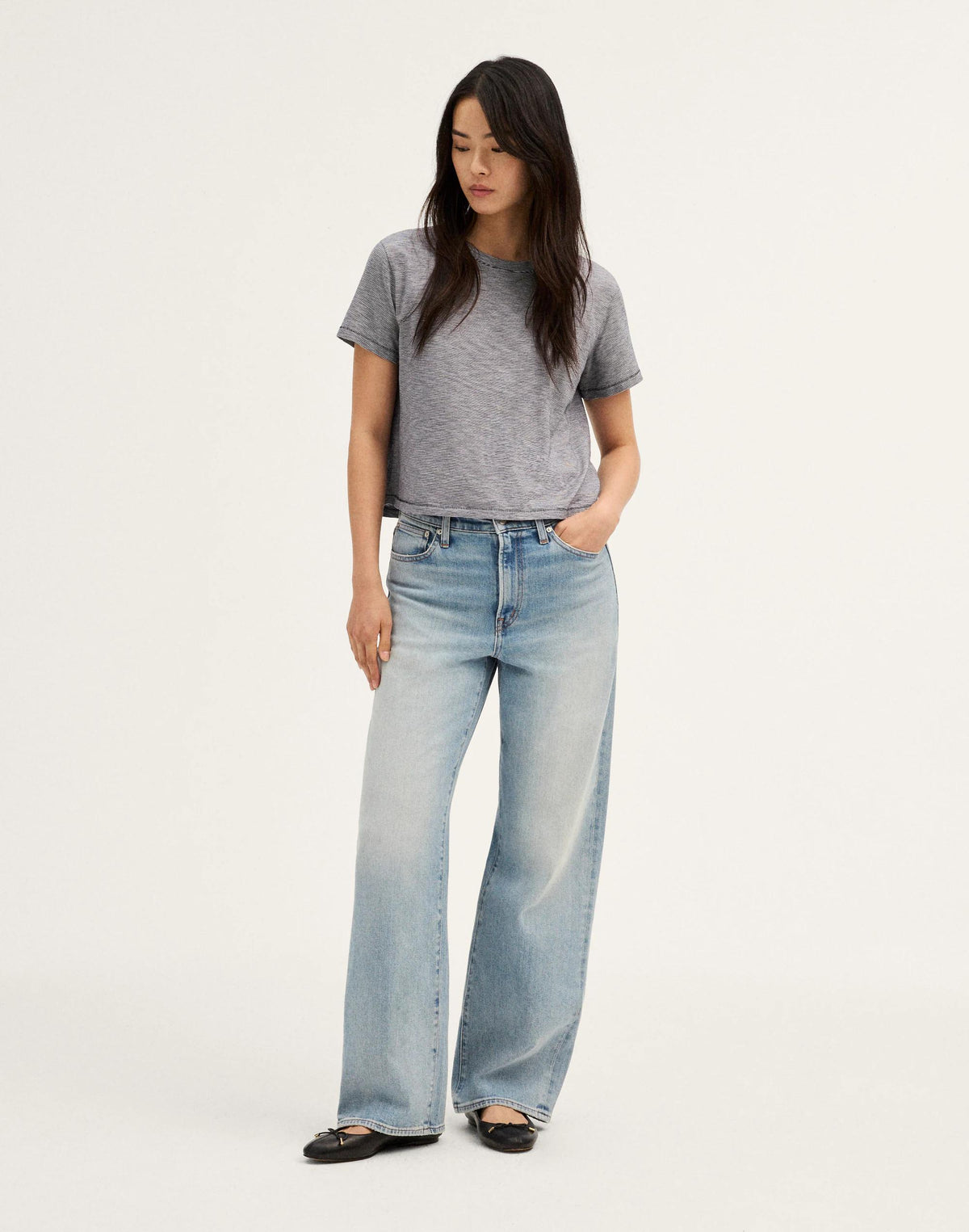 Madewell The Easy Crop Crewneck Tee in Soft Slub Midnight Navy
