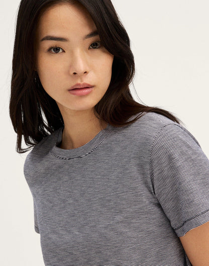 Madewell The Easy Crop Crewneck Tee in Soft Slub Midnight Navy