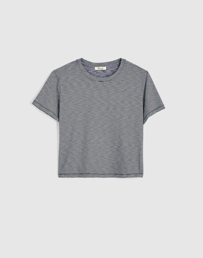 Madewell The Easy Crop Crewneck Tee in Soft Slub Midnight Navy