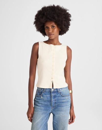 Madewell Ribbed Crewneck Shell Top Vintage Ivory