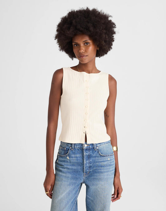 Madewell Ribbed Crewneck Shell Top Vintage Ivory