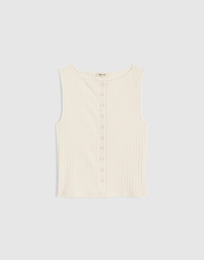 Madewell Ribbed Crewneck Shell Top Vintage Ivory