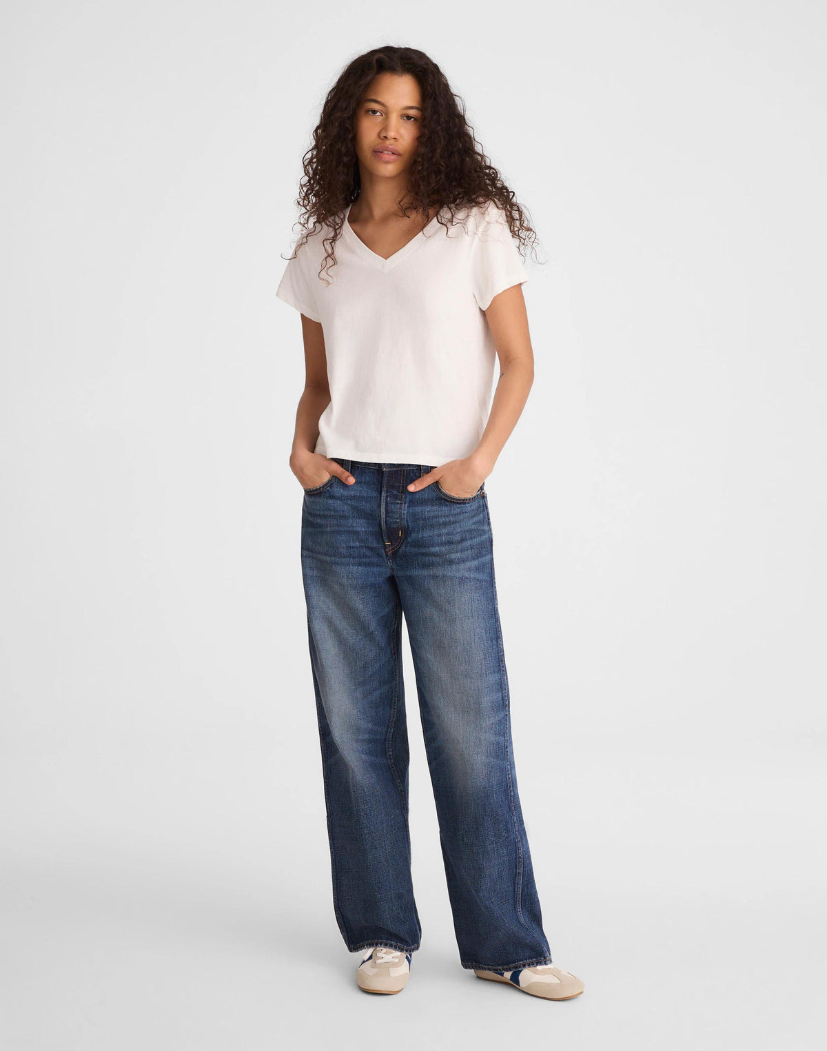 Madewell The Relaxed V-Neck Tee in Vintage Jersey White