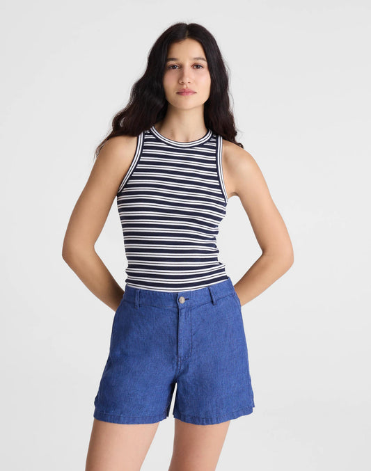 Madewell The Zoe Short in 100% Linen Indigo Chambray