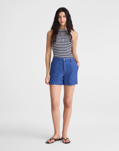 Madewell The Zoe Short in 100% Linen Indigo Chambray